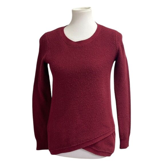 Madewell Sweaters - Madewell Burgundy Crewneck sweater, XS. Thermal waffle knit Cross front red warm